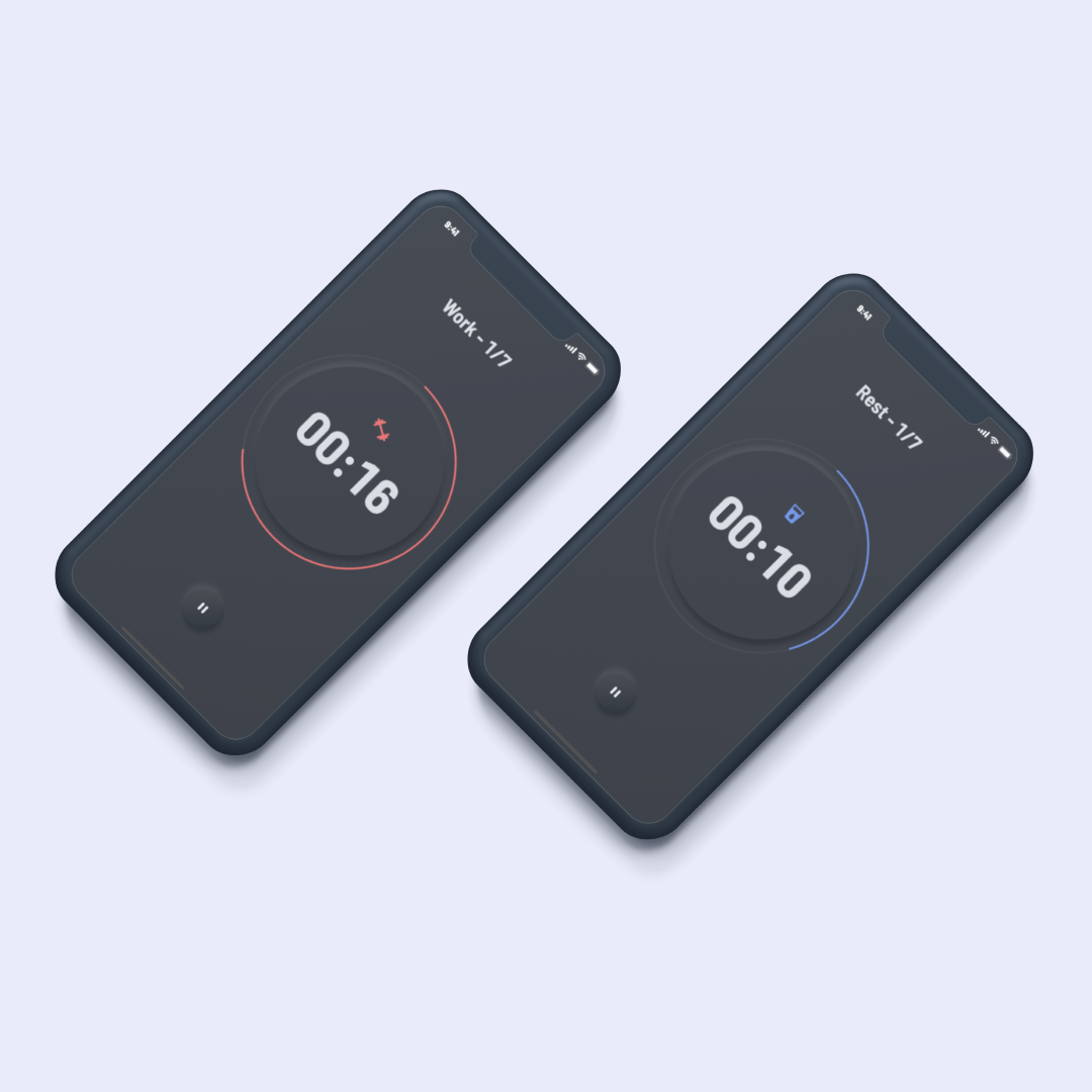 Interval Timer Core shown on two mobile phones